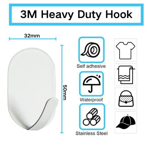 Gerhannery Kleverige haken Zelfklevende haken, 12 stuks Heavy Duty Stick On Haken Waterdichte Wandhaken Handdoekhaak, Geen Nagels Wandhangers Extra Sterke Kapstok Deurhaken voor Badkamers Keuken Toilet (Wit) - Image 3