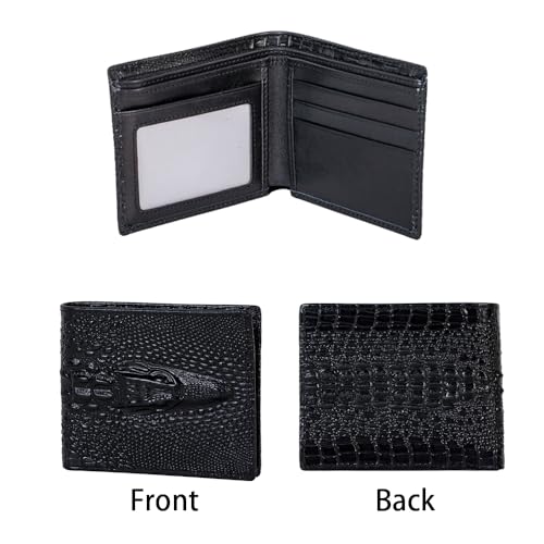Real Leather Wallet for Mens, RFID Blocking with ID Window Slim Thin Stylish Unique Alligator Pattern Wallets in Gift Box For Mens Gift2