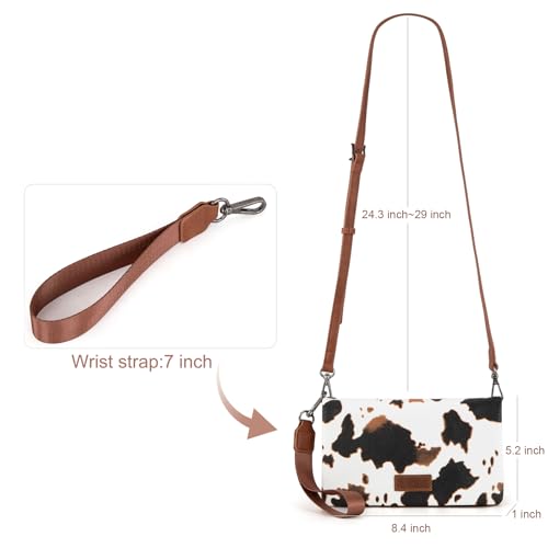 Wrangler Cow Print Womens Wristlet Wallet RFID Blocking Bifold Clutch Purse Credit Card Holder Crossbody Bags Brown4