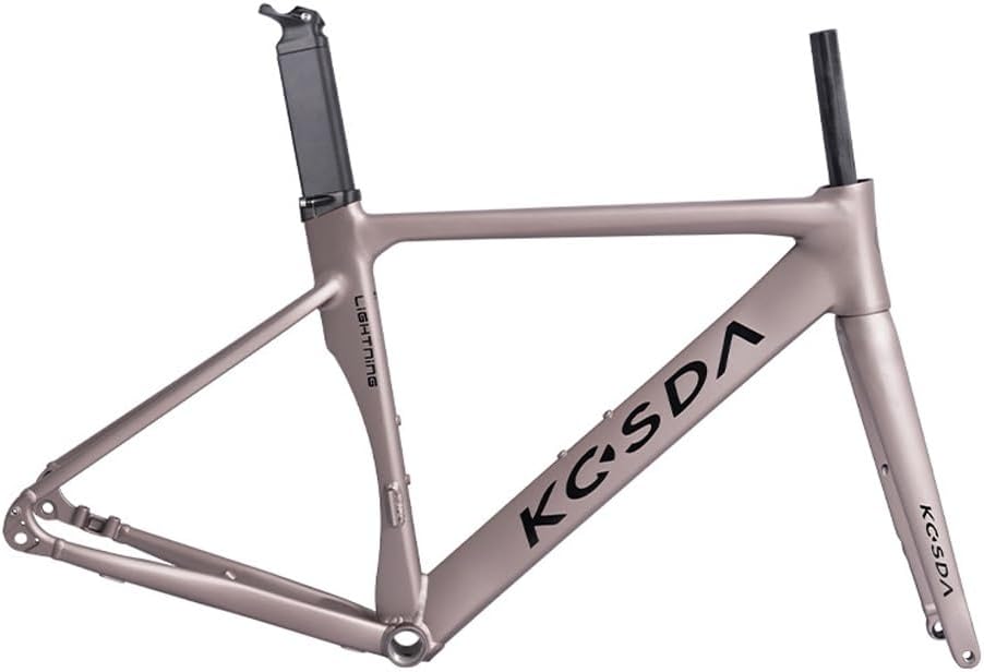 700C Road Bike Frameset 45CM 48CM 51CM Aluminum Alloy Disc Brake Frame Wind Breaker Frame Carbon Fiber Fork BSA BB68 Thru Axle 12 * 100mm 12 * 142mm(Gray,45cm)