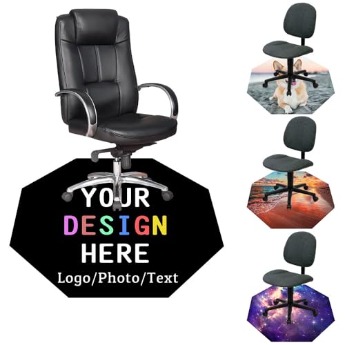 Custom Gaming Chair Mat 36" Octagonal, Hardwood Floor, Logo