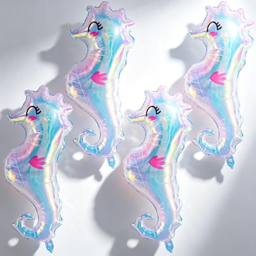 Iridescent SeaHorse Balloons Starfish Balloons Oneder the Sea Party Decorations Sea You Soon Baby Shower Decorations Ocean Under the Sea Party Decorations Seahorse Starfish Party Decor Mermaid