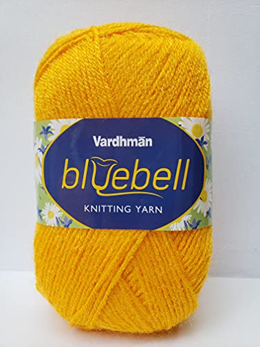 Image of Vardhman Blue Bell DK Weight Supersoft Hand Knitting & Crocheting Yarn (Pack of 1 ball - 100gram) 100% Acrylic, Multi Color Crochet Thread wool, Suitable for Craft, Babywear, Baby Blankets, Sweater, Scarf, Cap, Art & Craft - (Yellow - Bbell-015)