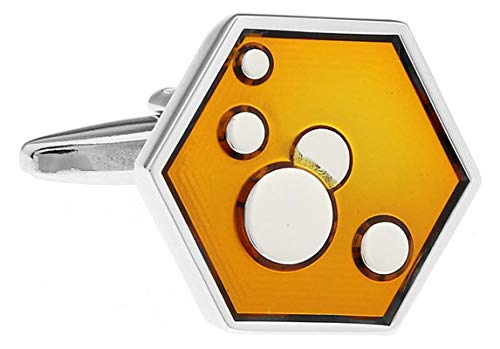 Mancuernillas hexagonales para novio Daesar amarillo miniatura 3