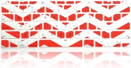 TOP CASE White Chevron Series Zig-Zag Silicone Keyboard Cover Skin Compatible with MacBook Air 11" + TOP CASE Mouse Pad (MacBook Air 11", Red and White)