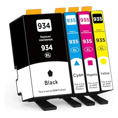 934XL & 935XL Ink Cartridges Replacement for HP 934 935 XL | Compatible with Officejet Pro 6830 6230 6835 6812 6815 6820 6220 6800 (Black/Cyan/Magenta/Yellow) Cover