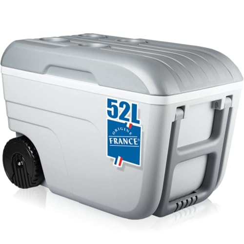 Kühlbox mit Rollen 52L Isolierbox Kühltasche 24 Stunden Camping Thermobox