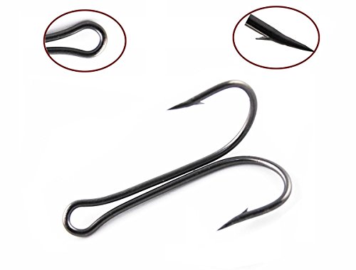 Jshanmei 50Pcs/Pack Classic Double Hook High Carbon Steel Fishing Hooks Open Shank Double Frog Hook (4#) #TOP1