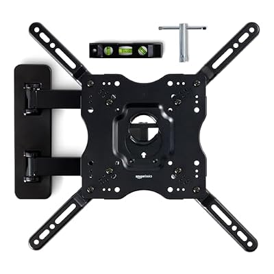 Amazon Basics Full Motion Articulating TV Wall Mount, with Swivel and Tilt, for 26" to 55" TVs and Flat Panels up to 80 Lbs, VESA Compatible, Black