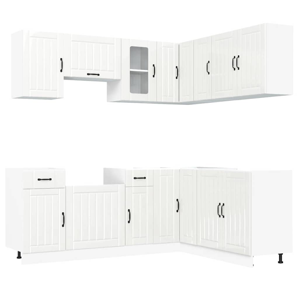 11-TLG. Küchenschrank-Set Lucca, Moderne Küchenzeile in Hochglanz-Weiß, Modulares Küchenmöbel-Set aus Holzwerkstoff mit Unterschränken und Hängeschränken für viel Stauraum