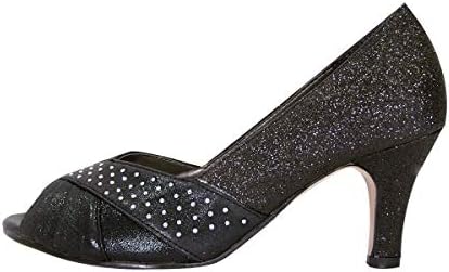 Floral Grace (DP763) Women's Wide Width Pleated Upper Peep Toe Dress Pumps Black 8 | Image 2