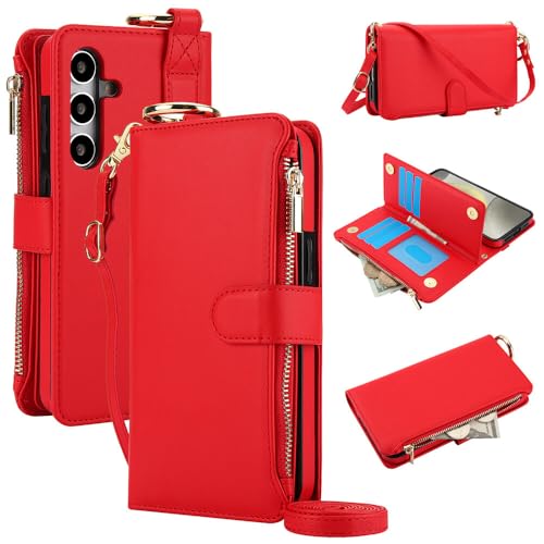 Étui Samsung Galaxy A71 4G en cuir rouge élégant avec rabat magnétique et finition premium
