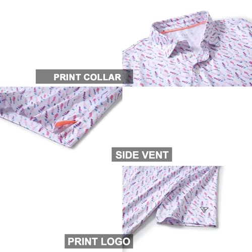 Image of Golf Shirts for Men Dry Fit Short Sleeve Print Performance Moisture Wicking Polo Shirt
