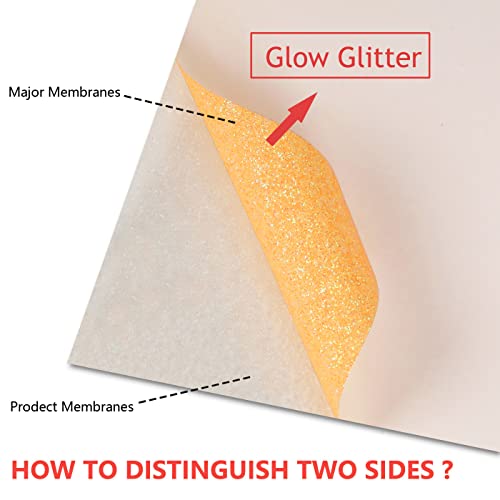 Image of guangyintong Heat Transfer Vinyl Glow Glitter Orange Yellow HTV Rolls, 12 inch x 5ft Iron on Vinyl for T Shirts, Glitter HTV Vinyl for All Cutter Machine Easy to Cut & Weed for HTV Design