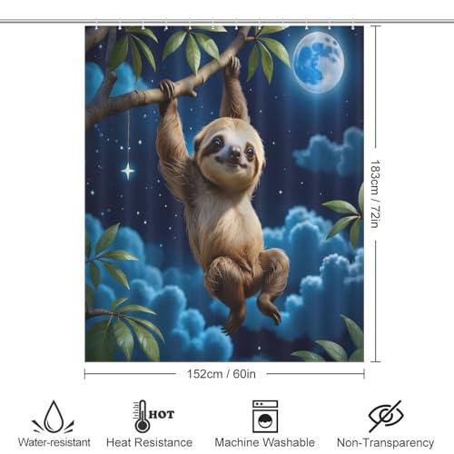 Rideau de douche paresseux en polyester imperméable 152x183 cm - 4