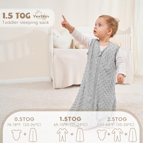 Image of Yoofoss Fleece Baby Sleep Sack 0-6 Months with Plush Dots, TOG 1.5 Baby Wearable Blanket with 2-Way Zipper, Cotton Toddler Sleep Sack Fleece