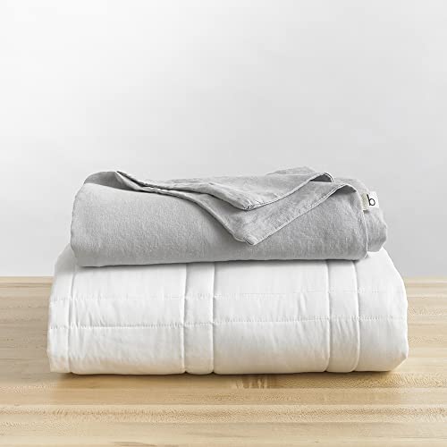 Baloo Soft 25lb King Weighted Blanket with Removable Linen Cover - Heavy Cotton Quilted Blanket - Grey, 80x87 inches Living