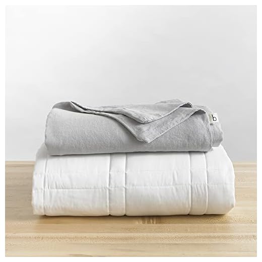 Baloo Soft 25lb King Weighted Blanket with Removable Linen Cover - Heavy Cotton Quilted Blanket - Grey, 80x87 inches Living