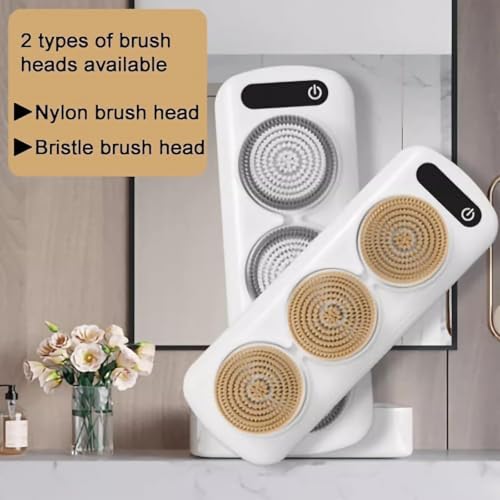 Brosse exfoliante electrique murale au design epure blanc pour douche
