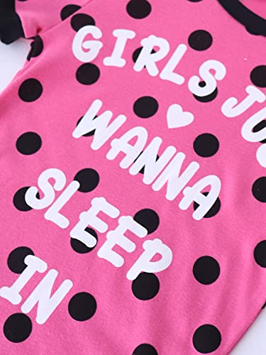 Girls Pajama Set, 4-Piece Cotton Pajamas Short Summer PJs Kids Sleepwear4