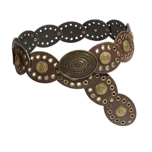 Women Waist Belt Style Boho Wide Belt for Shopping Jeans Corset Trousers Western Fashion Accessory 6cm Width Adjustable Buckle- Coffee2