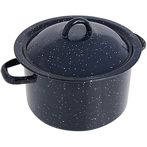 IMUSA USA Blue 6-Quart Speckled Enamel Stock Pot with Lid Cover