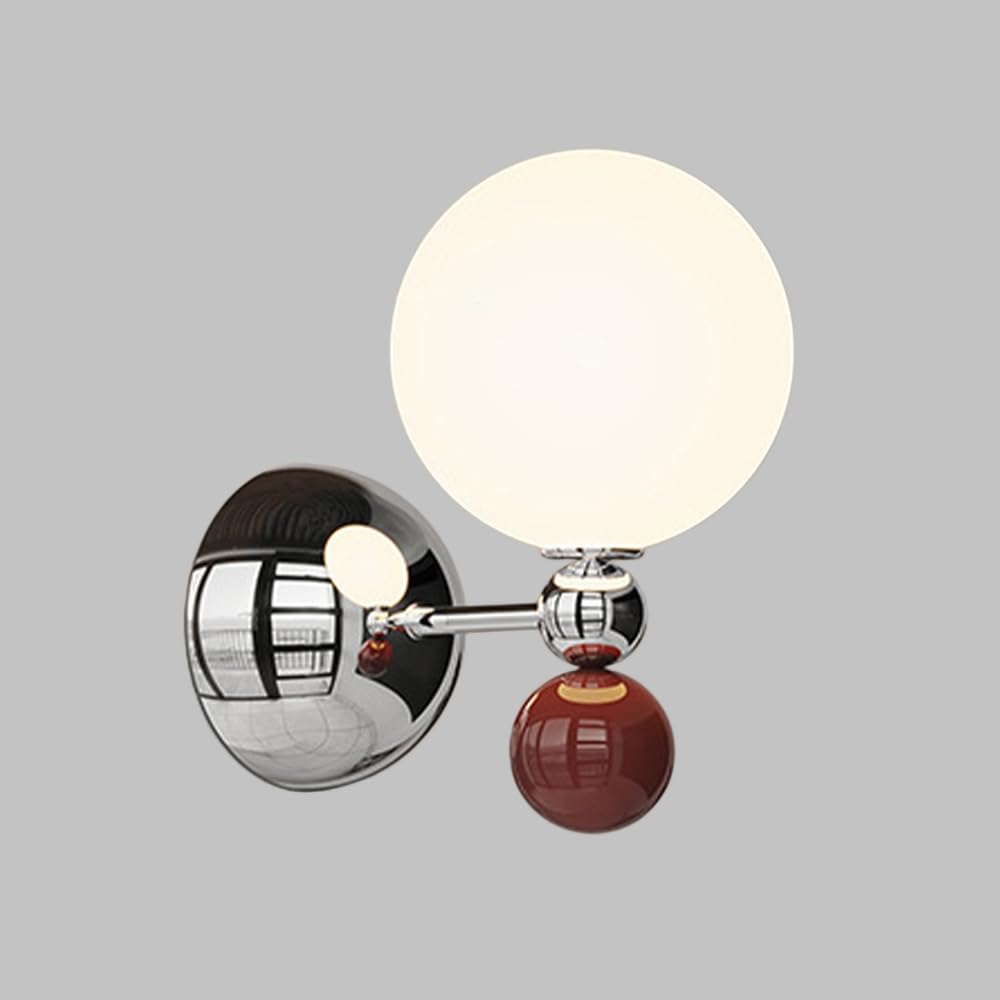 Aplique de pared globo blanco LED de 12W con metal cromado y tres modos de color