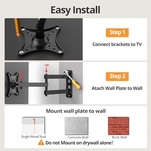 Monitor Computer Vesa Small 24 inch TV Wall Mount for 13-31", Full Motion - image 5