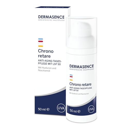 DERMASENCE Chrono Retare Anti-Aging-Tagespflege mit LSF 50, 50 ml, Tagescreme gegen Falten, Pigmentflecken und trockene Haut, mit UV-Schutz, glättet das Hautbild, mattierend, vegan, parfümfrei