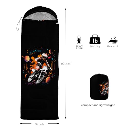Bolsa de dormir HOSIMA para camping y actividades al aire libre, patrón de motocicleta, color negro, tamaño 90 pulgadas por 32 pulgadas, capacidad individual. miniatura 2