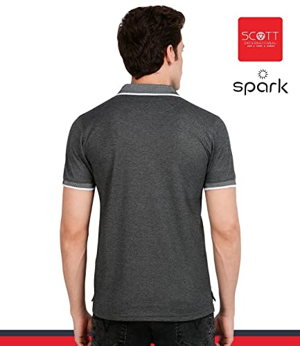 Image of Scott International Spark Polo T-shirts for Men - Bird Eye Collar neck, Half Sleeves, Cotton, Regular Fit, Stylish Branded Solid Plain tshirts for Boys