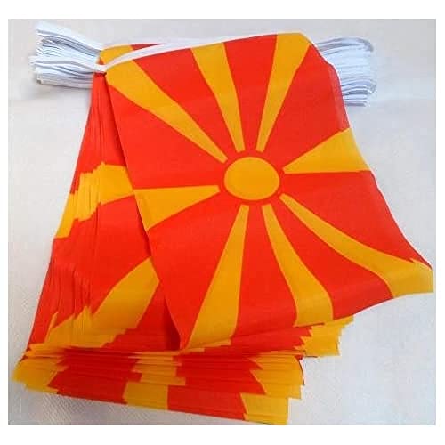 Image of AZ FLAG Macedonia 6 meters BUNTING Flag 20 flags 9'' x 6'' - Macedonian STRING flags 15 x 21 cm