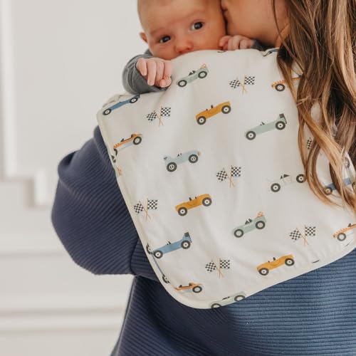 Image of Copper Pearl Premium Baby Burp Cloths - 3-Pack Large Cotton Burp Cloths, Extra Soft Spit Up Rags with 3 Absorbent Layers, Perfect for Baby Boy and Baby Girl Gifts (21 inch x 10 inch Size, Speedster Set)