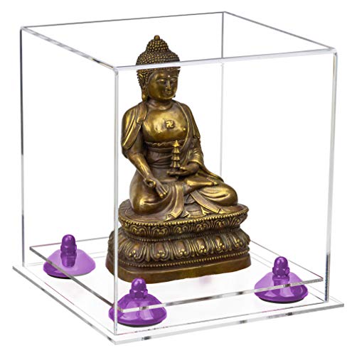 Better Display Cases Versatile Acrylic Clear Display Case - Small Rectangle Box with Purple Risers and Clear Base 8