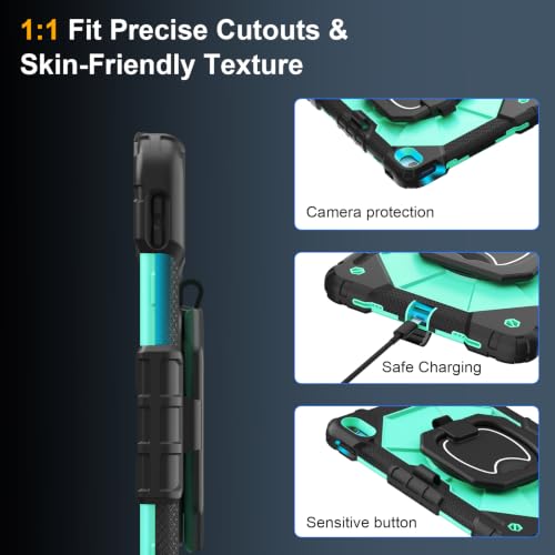 Image of Case for iPad (A16) 11th Generation 11 Inch 2025, Ubearkk for iPad 10th Generation 10.9 inch 2022 case with Screen Protector 360 Degree Rotating Stand Shoulder Strap Pencil Holder, Black Mint
