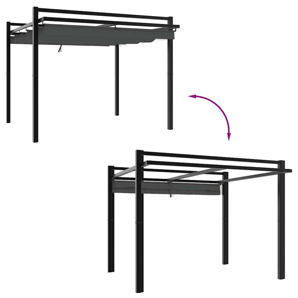 Pergola avec Toit Rétractable, Pergola Tonnelle de Jardin Extérieur Anthracite 3x3 m Aluminium