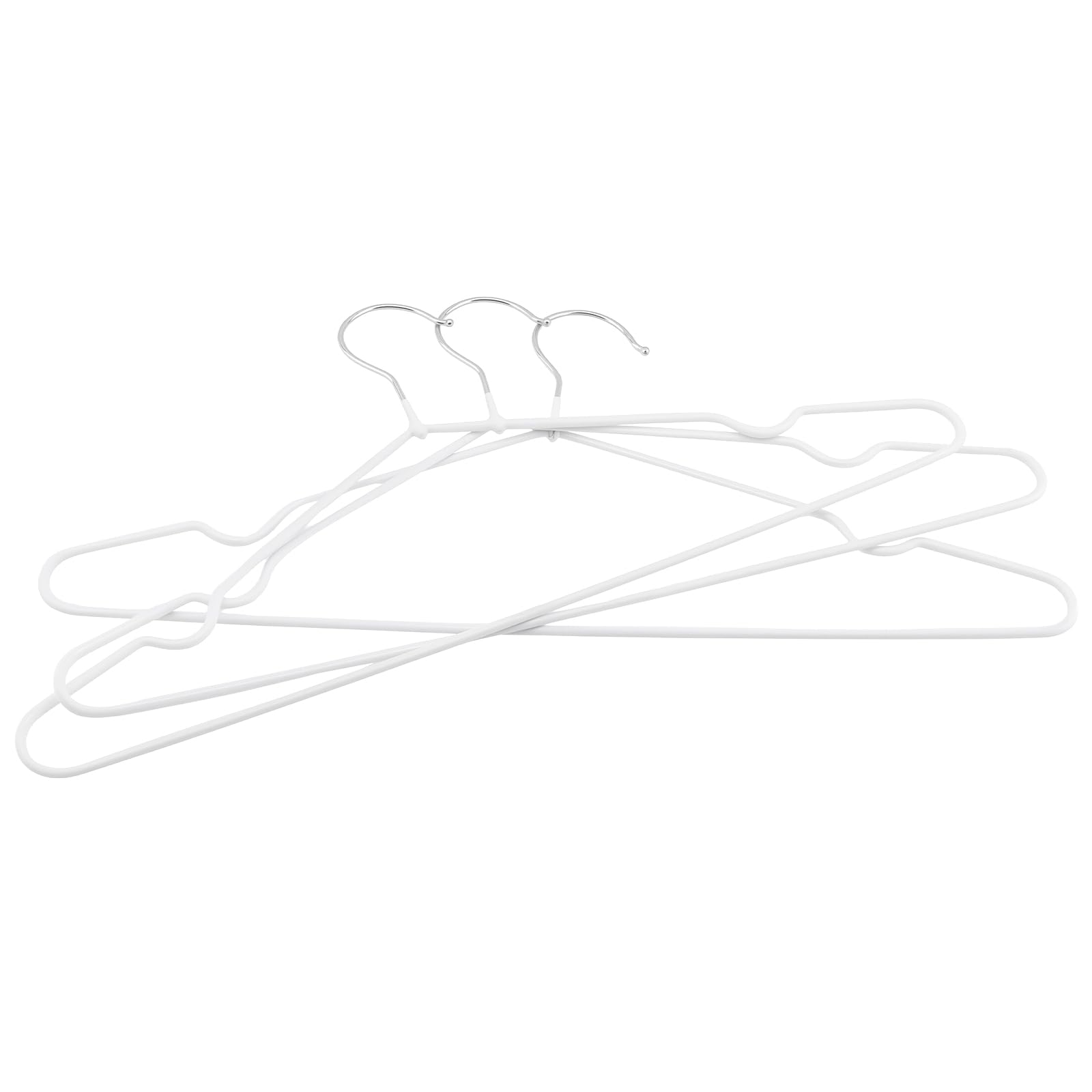 Lot de 60 cintres en métal - Blanc - 40 cm - Gaine de plastique - Peu encombrant - Antidérapants - Pour manteaux, chemises, pantalons, vestes