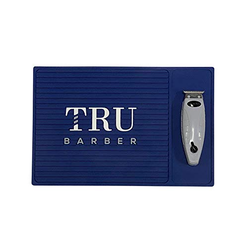 Image of TRU BARBER ORGANIZER MAT 13 inchX 9 inch (BLUE) Flexible PVC Station Mat, Professional Mat, Salon and Barbershop work Station pads, Beauty salon tools hairstylist, Counter mat for clippers, Anti slip