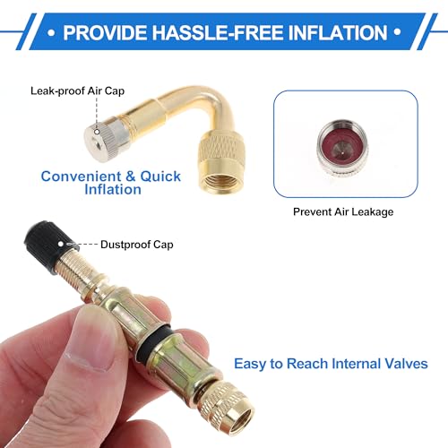 Image of Motoforti 1set 45 Degree Copper Tire Valve Extension with Flexible Plastic 75mm Tyre Valve Inflation Adapter for Car Motorcycle RV Truck Bike