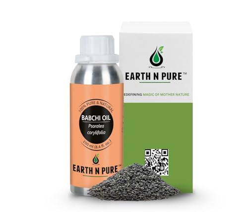 Image of Earth N Pure Babchi Oil (Bakuchiol Oil) - Natural Retinol Alternative for Skin Care, Face Glow & Even Skin Tone - 100% Pure Babchi Essential Oil for Face & Hair - 250ml