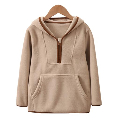 Girls Boys polar Fleece 3/4 Zipper Winter Sweatshirts Loose Fit Comfy Warm Pullover Tops Toddler Kids Casual School Outfits4