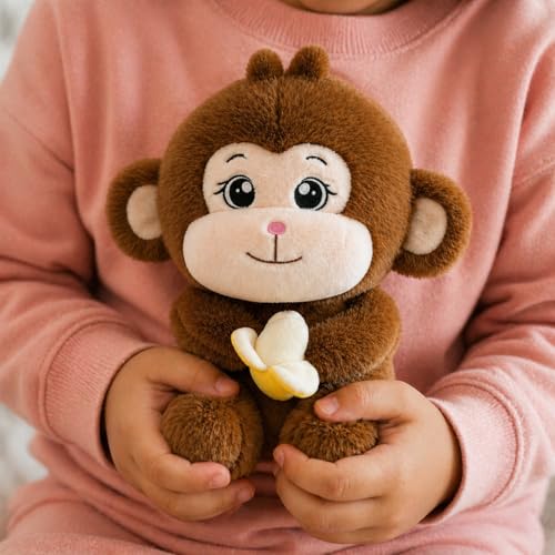 Image of Liquortees Monkey Soft Toy Teddy Bear Plush Stuffed Animal, Cute Huggable Monkey for Baby Boy & Baby Girl, Girlfriend, Soft Plush Toy for Kids, Baby Gift, Cuddly Animal Toy