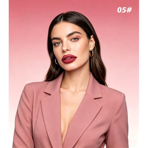 Image of Matte Lip Liner Lip Stick Lip Oil Set, Lip Makeup Set Natural Smooth Long-Lasting And Hydrating Beauty Daily Cosmetics Gift for Girls Easy-to-Use(#05)