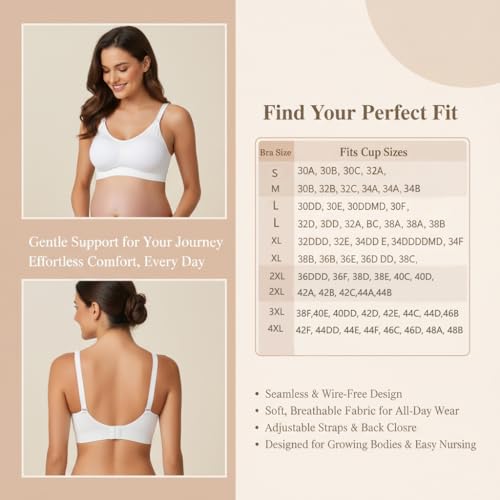 Image of Womens Seamless Nursing Bra Sleeping Maternity Bralette for Breastfeeding Pack of 3