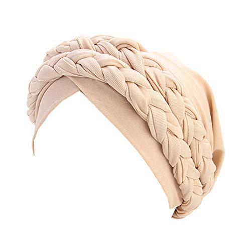 Qianmome Islamic Prayer Turban Hats Muslim Turban Inclusive Cap Women Double Color Hijab Braids Caps