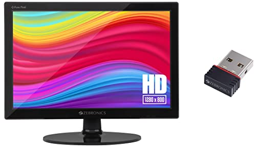 ZEBRONICS Zeb-V16HD LED Monitor with15.4 with Supporting HDMI & ZEB-USB150WF1 WiFi USB Mini Adapter Supports 150 Mbps Wireless Data, Comes with Advanced Security WPA/WPA2 encryption Standards