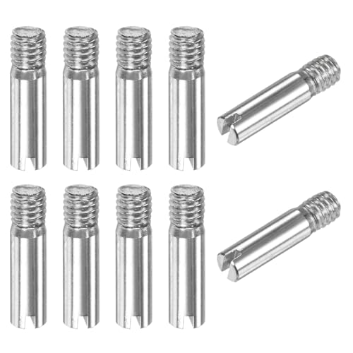 M METERXITY 10-Pack M4 x 16mm Slotted Cylindrical Pin Dowel, 304 Stainless Steel External Thread Locating Dowel Parallel Pins for Metal Devices/Wooden Projects [Silver Tone]