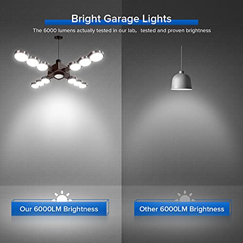 sansi led garage lights infrared sensor 60w480w equivalent deformable ceiling light with 4 adjustable panels led shop light 5000k super bright e26 natural lighting e26 for garageworkshopbasement