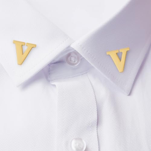 Image of HONEY BEAR Mens Womens Initial Alphabet Letter Lapel Pins Collar Badge Brooches for Business Wedding Graduation Gift Matte Gold 0.59 inches