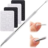SmallCat 1 Pcs Cuticle Pusher Tool with 100#/240# Grit Nail Files, Metal Cuticle Tools, Stainless Steel Round Manicure Tools for Manicure Pedicure Nail Art, Salon, Home Use